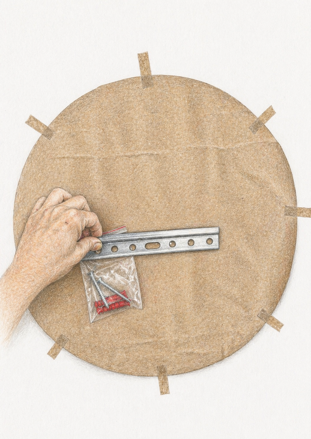 Schablone mit Z-Clip an die Wand schrauben